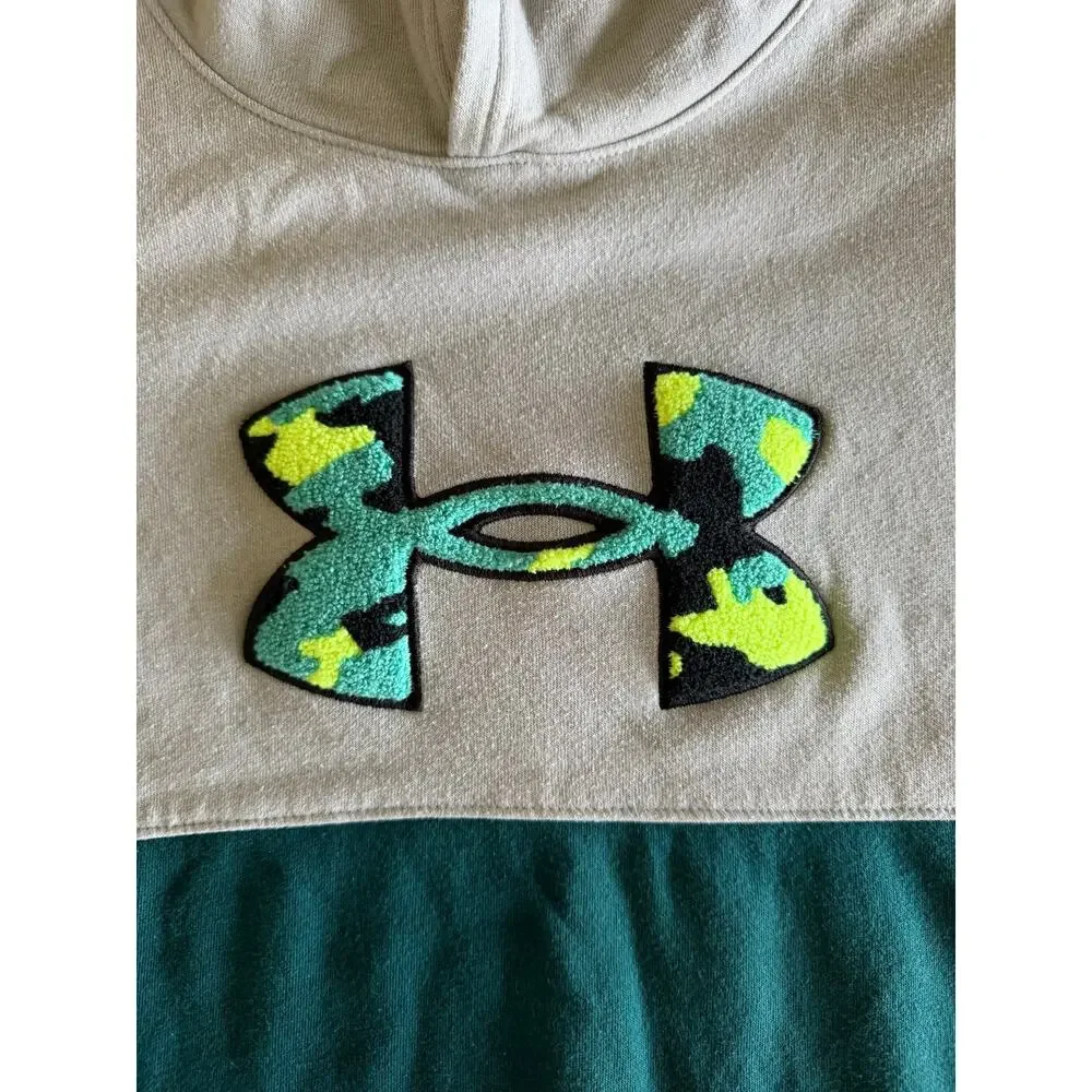 Under Armour Youth XL ColdGear Hoodie - Two-Tone Gray & Teal - Camo Big Logo